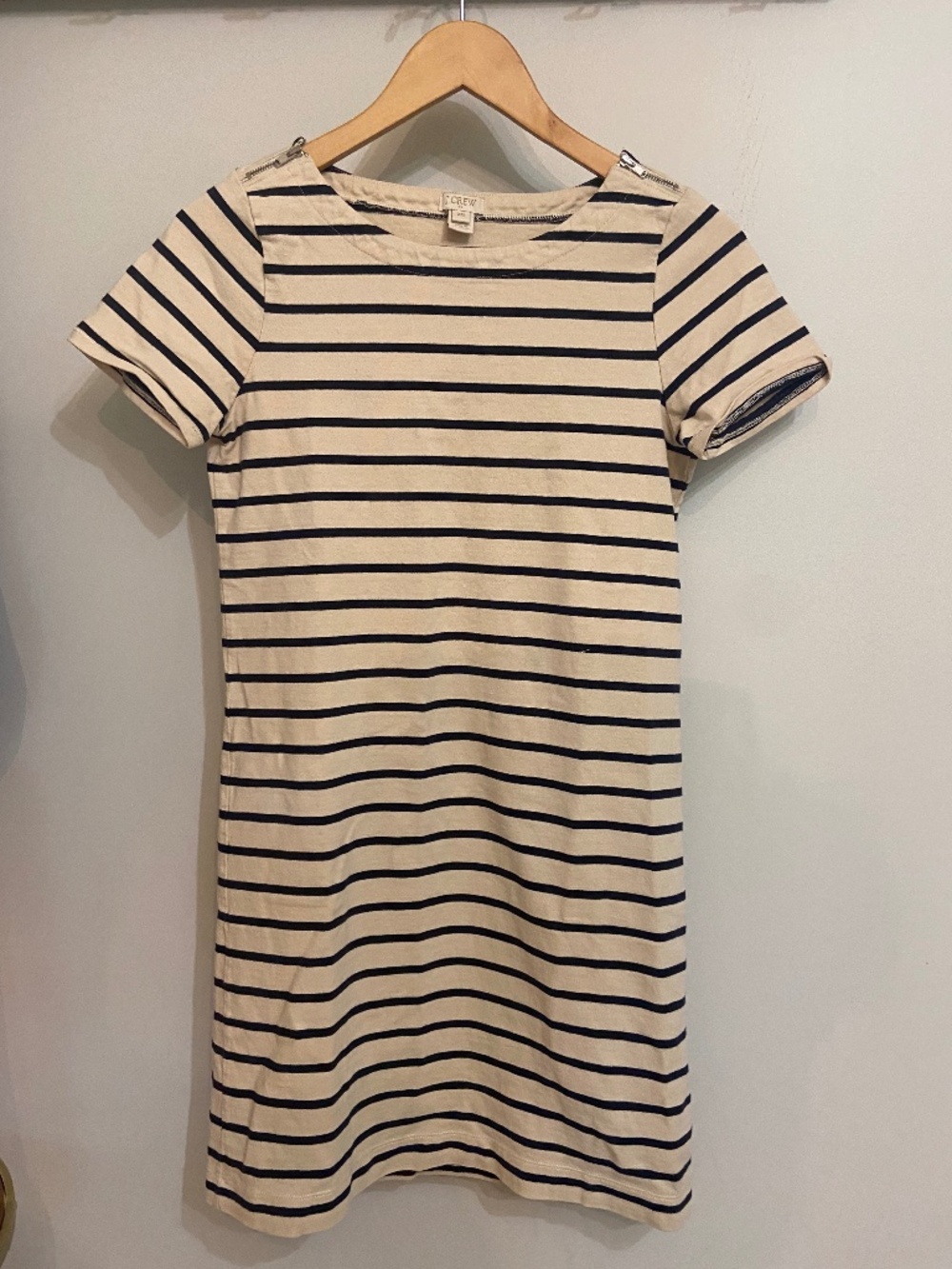 classic j.crew striped tunic dress